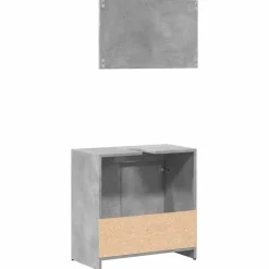 vidaXL Set muebles de baño 2 piezas madera contrachapada gris hormigón Gris hormigón Best
