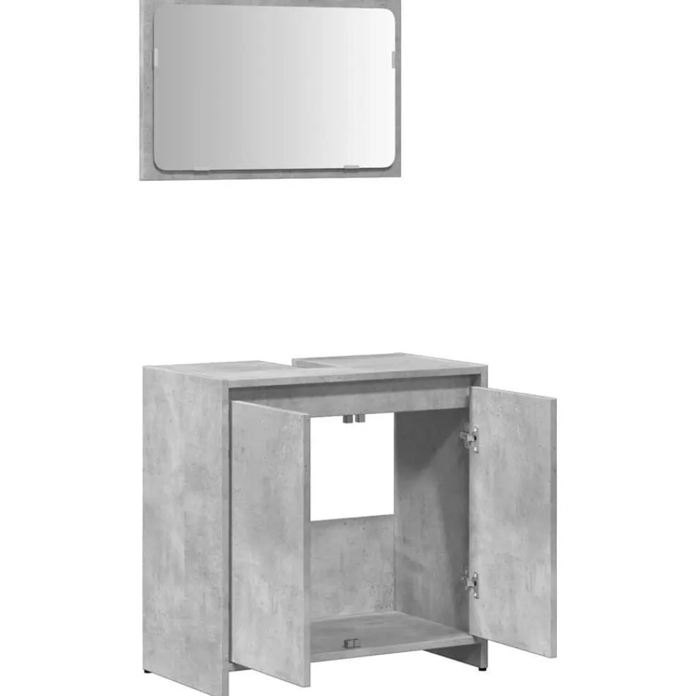 vidaXL Set muebles de baño 2 piezas madera contrachapada gris hormigón Gris hormigón Best