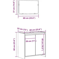 vidaXL Set muebles de baño 2 piezas madera contrachapada gris hormigón Gris hormigón Best