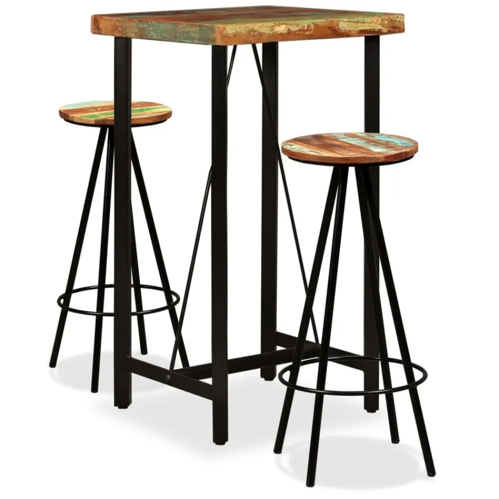 vidaXL Set muebles de bar 3 piezas madera maciza reciclada Sale