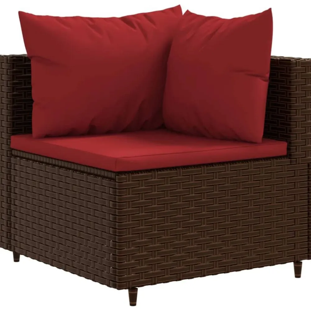 vidaXL Muebles De Jardín-Set muebles de jardín 7 piezas y cojines ratán sintético marrón