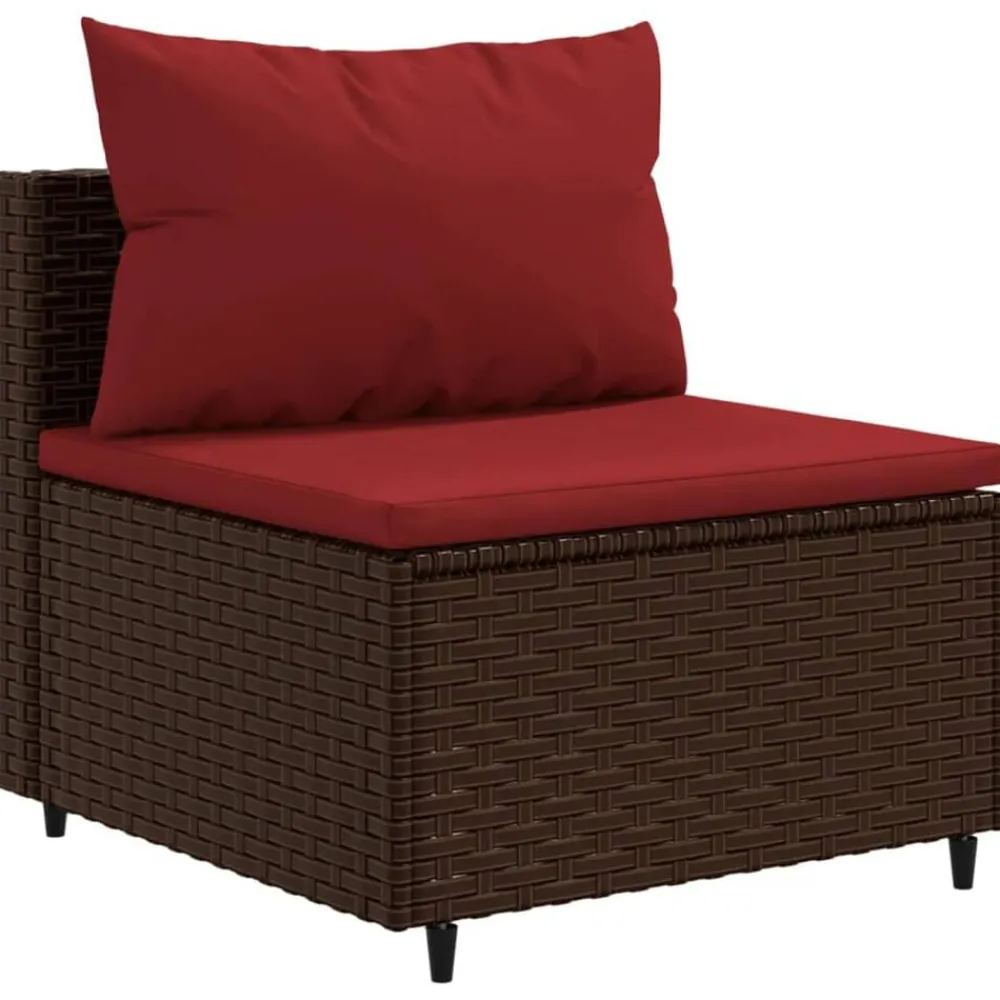 vidaXL Muebles De Jardín-Set muebles de jardín 7 piezas y cojines ratán sintético marrón