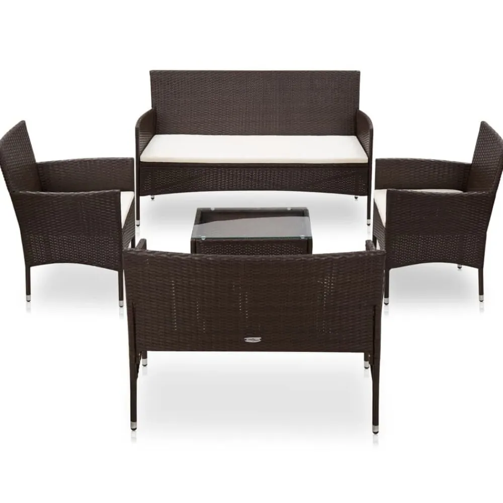 vidaXL Set muebles de jardín 5 piezas y cojines ratán sintético marrón Marrón Best