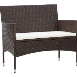 vidaXL Set muebles de jardín 5 piezas y cojines ratán sintético marrón Marrón Best