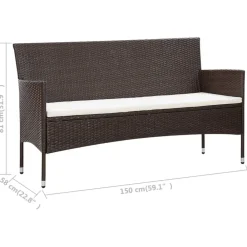 vidaXL Set muebles de jardín 5 piezas y cojines ratán sintético marrón Marrón Best