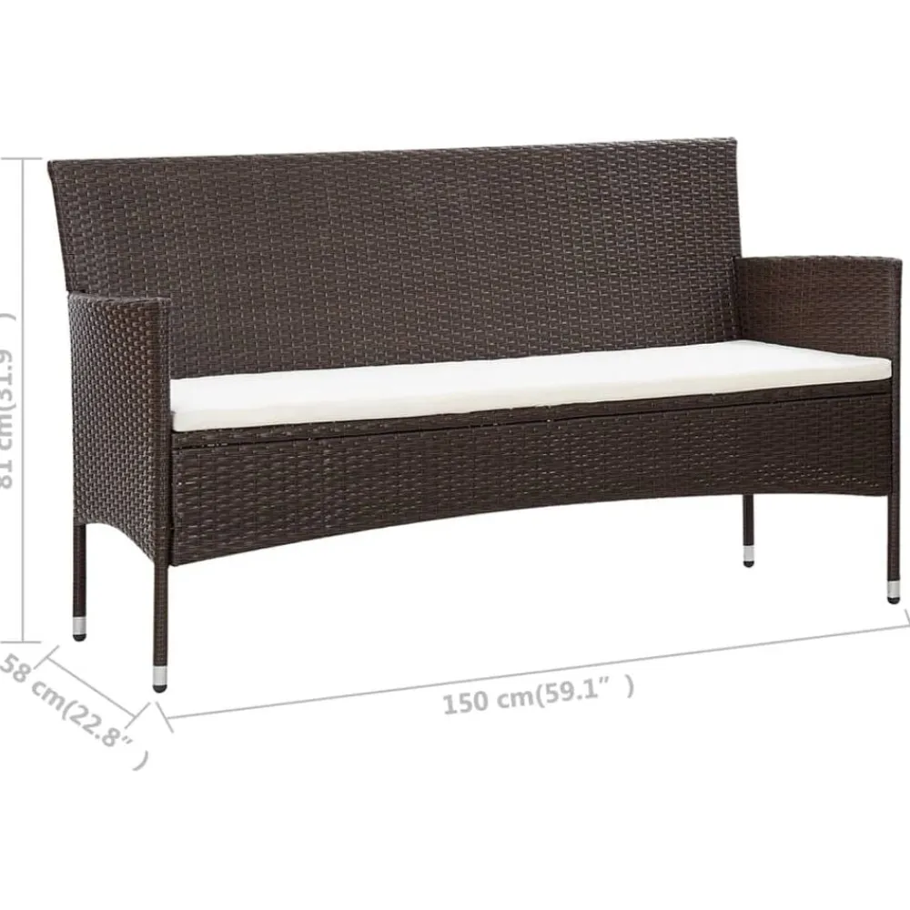 vidaXL Set muebles de jardín 5 piezas y cojines ratán sintético marrón Marrón Best
