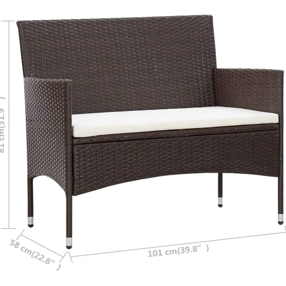 vidaXL Set muebles de jardín 5 piezas y cojines ratán sintético marrón Marrón Best