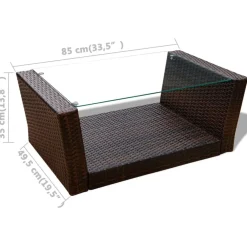 vidaXL Muebles De Jardín-Set muebles de jardín 4 piezas y cojines ratán sintético marrón