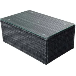 vidaXL Muebles De Jardín-Set muebles de jardín 4 piezas y cojines ratán sintético negro