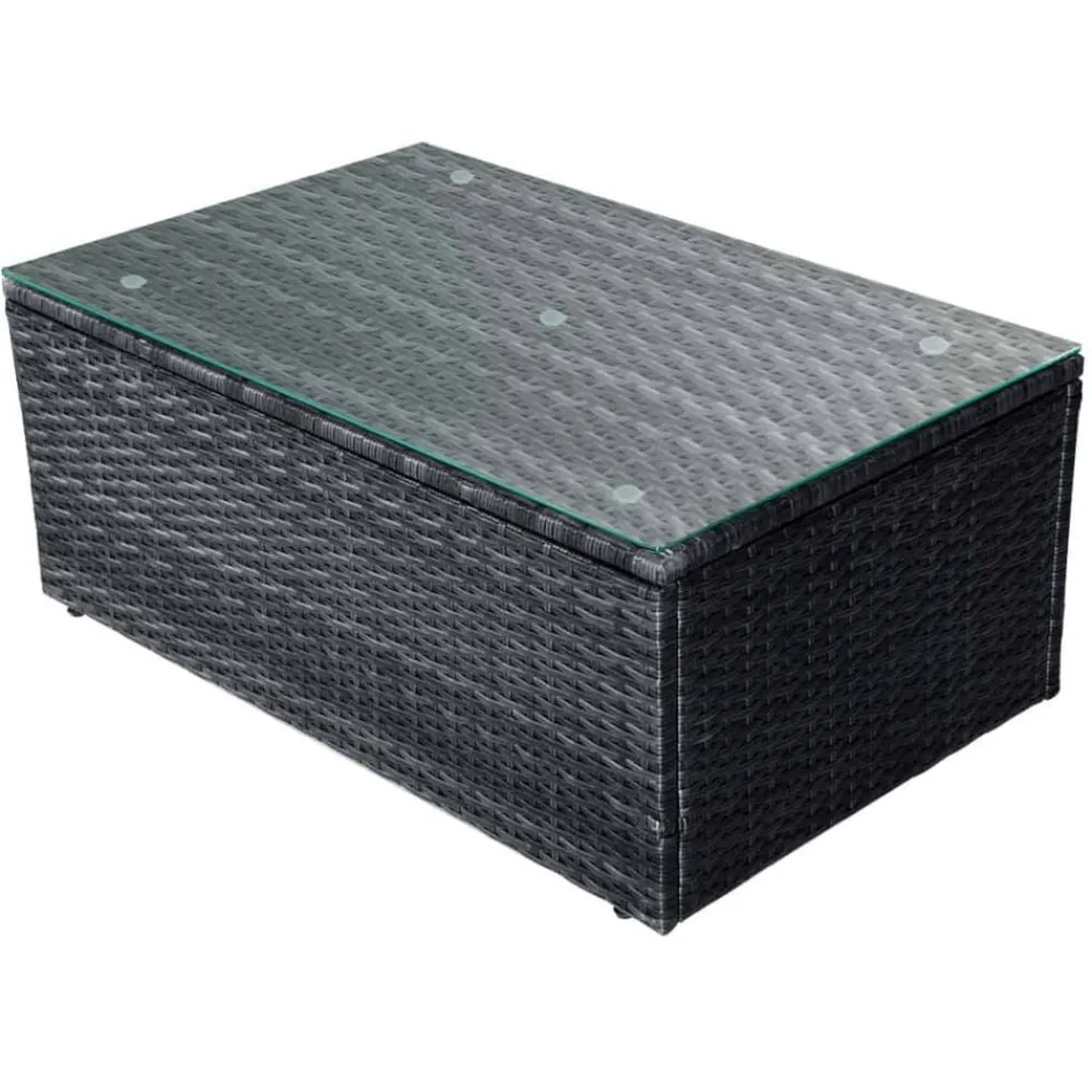 vidaXL Muebles De Jardín-Set muebles de jardín 4 piezas y cojines ratán sintético negro