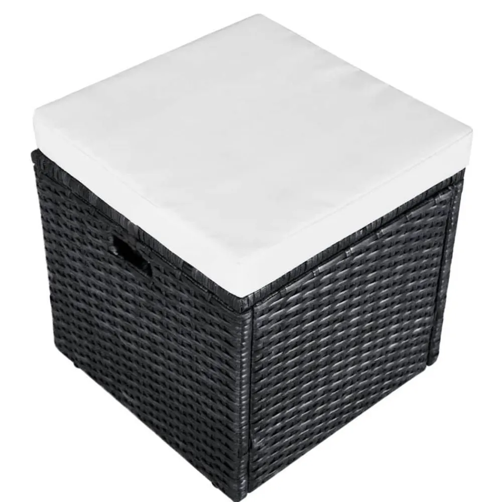 vidaXL Muebles De Jardín-Set muebles de jardín 4 piezas y cojines ratán sintético negro