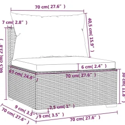 vidaXL Set muebles de jardín 5 piezas y cojines ratán sintético marrón Marrón y crema Discount