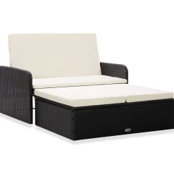 vidaXL Muebles De Jardín-Set muebles de jardín 2 piezas y cojines ratán sintético