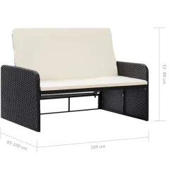 vidaXL Muebles De Jardín-Set muebles de jardín 2 piezas y cojines ratán sintético