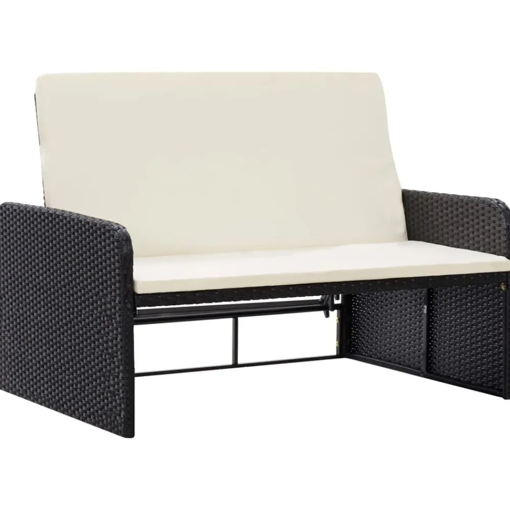 vidaXL Muebles De Jardín-Set muebles de jardín 2 piezas y cojines ratán sintético