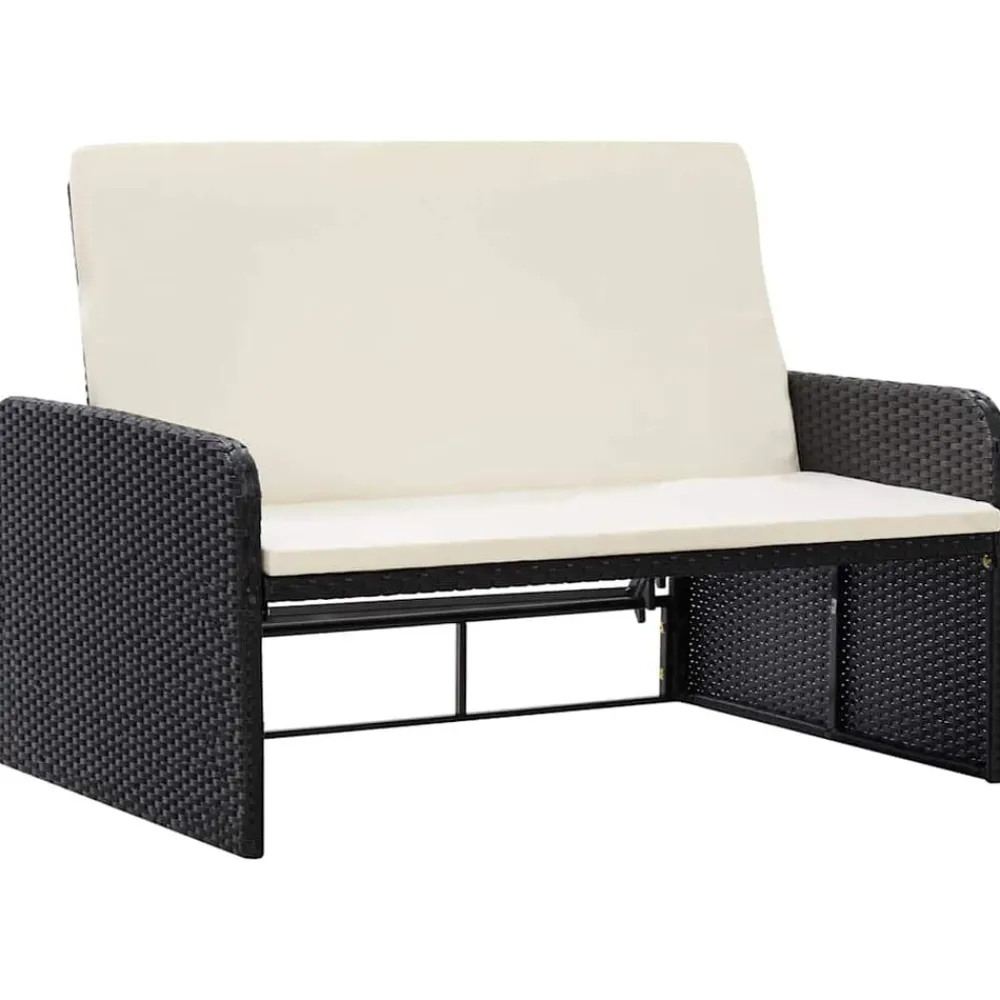 vidaXL Muebles De Jardín-Set muebles de jardín 2 piezas y cojines ratán sintético