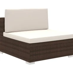 vidaXL Muebles De Jardín-Set muebles de jardín 6 piezas y cojines ratán sintético marrón