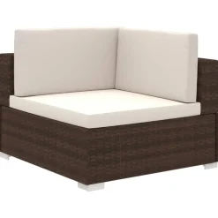 vidaXL Muebles De Jardín-Set muebles de jardín 6 piezas y cojines ratán sintético marrón