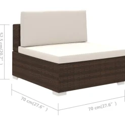 vidaXL Muebles De Jardín-Set muebles de jardín 6 piezas y cojines ratán sintético marrón