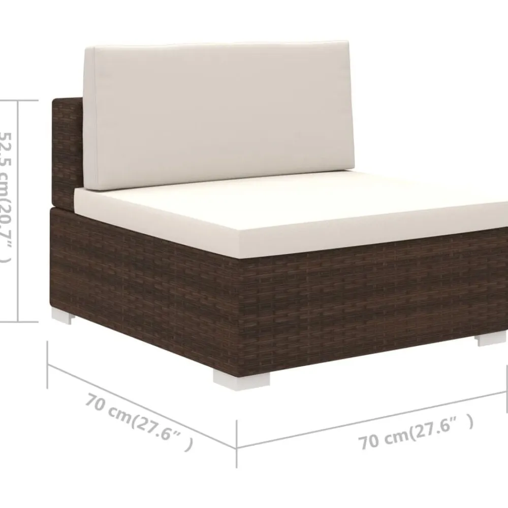 vidaXL Muebles De Jardín-Set muebles de jardín 6 piezas y cojines ratán sintético marrón
