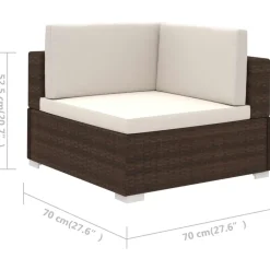 vidaXL Muebles De Jardín-Set muebles de jardín 6 piezas y cojines ratán sintético marrón