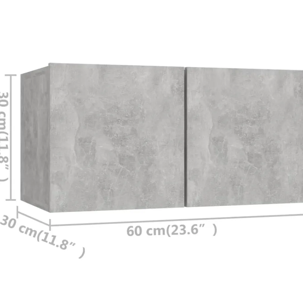 vidaXL Set muebles de salón TV 4 pzas madera ingeniería gris hormigón Gris hormigón Outlet