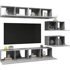 vidaXL Set muebles de salón TV 6 pzas madera ingeniería gris hormigón Gris hormig&oacute;n Best