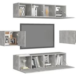 vidaXL Set muebles de salón TV 6 pzas madera ingeniería gris hormigón Gris hormigón New