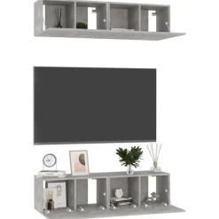 vidaXL Muebles Tv-Set muebles de salón TV 4 piezas madera ingeniería roble Sonoma