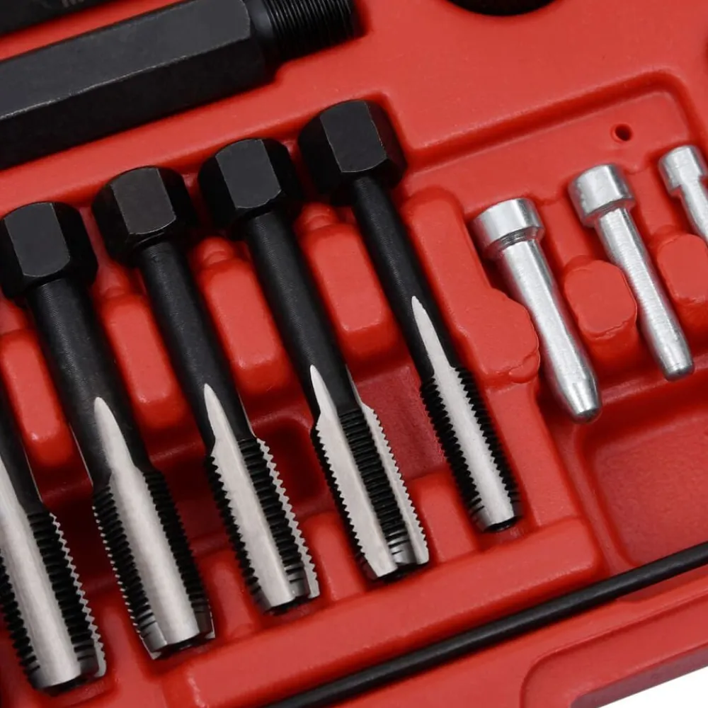 vidaXL Set reparación rosca bujía incandescente 33 pzas M8 M10 M12 Discount