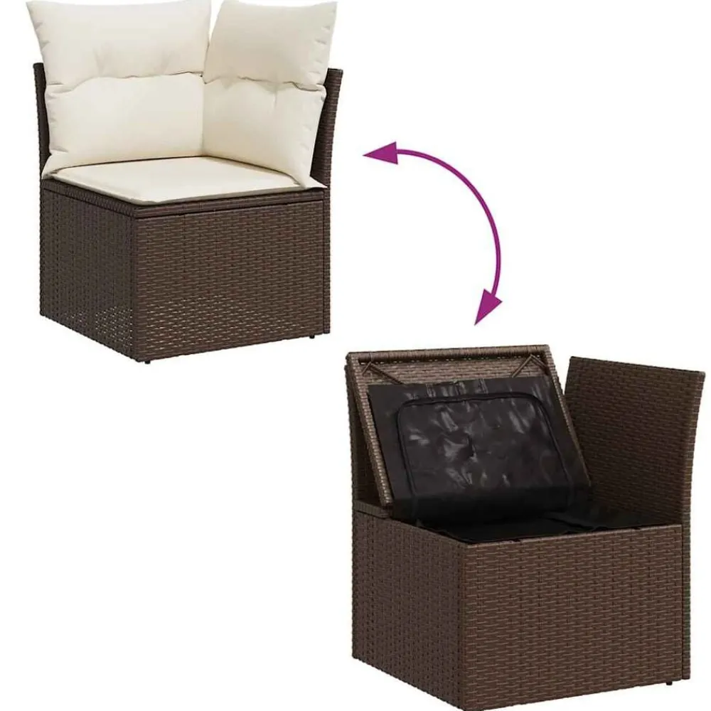 vidaXL Set sofás de jardín 8 piezas y cojines ratán sintético marrón Marrón y crema Hot