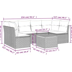 vidaXL Set sofás de jardín 7 piezas y cojines ratán sintético Beige Discount
