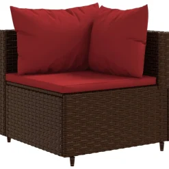 vidaXL Muebles De Jardín-Set sofás de jardín 8 piezas y cojines ratán sintético marrón
