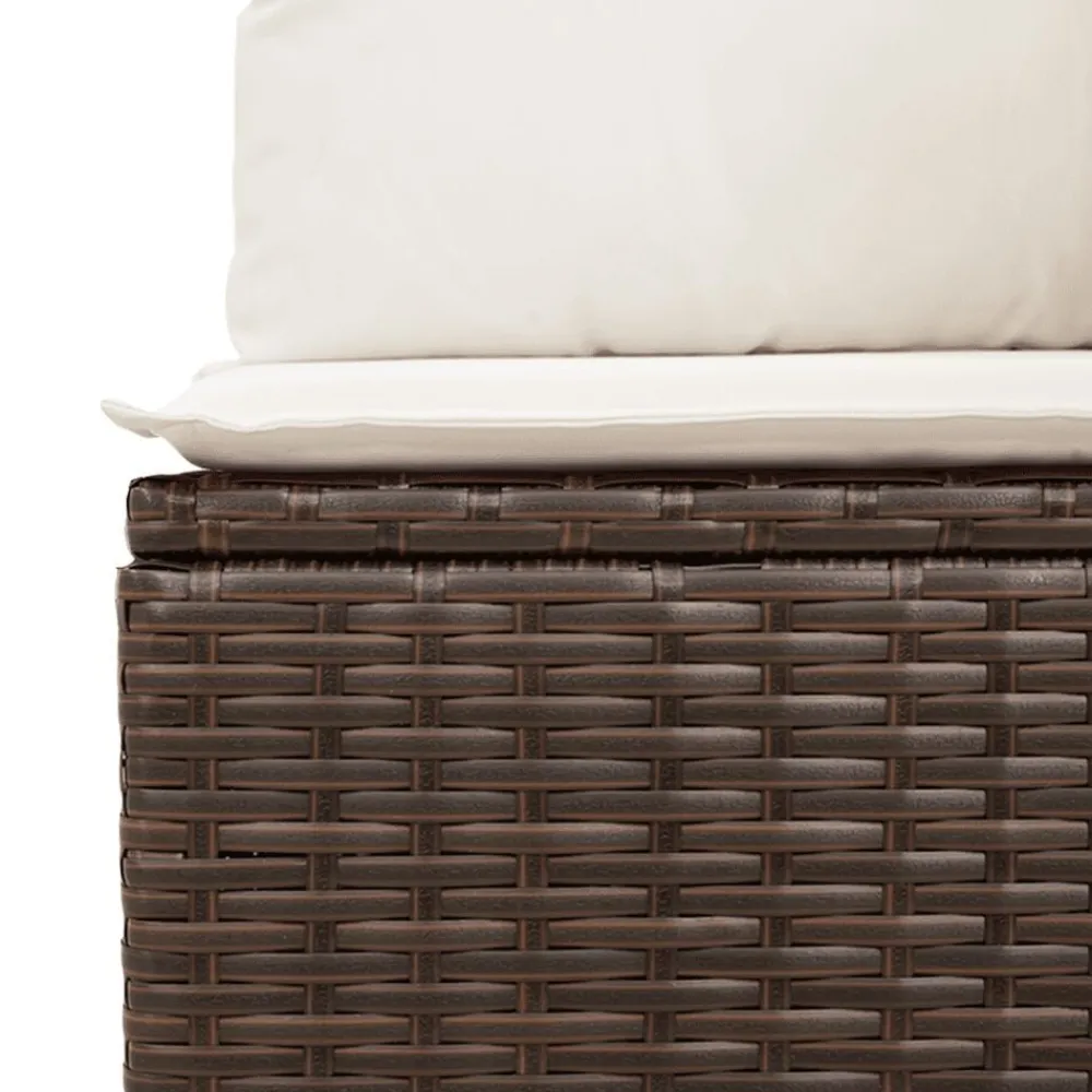vidaXL Set sofás de jardín 3 piezas y cojines ratán sintético marrón Marrón y crema