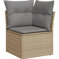 vidaXL Set sofás de jardín 7 piezas y cojines ratán sintético beige beige y gris