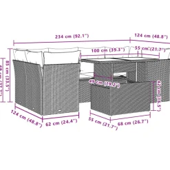 vidaXL Set sofás de jardín 7 piezas y cojines ratán sintético beige beige y gris