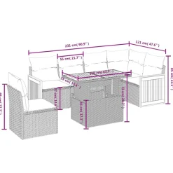 vidaXL Muebles De Jardín-Set sofás de jardín 7 piezas y cojines ratán sintético beige