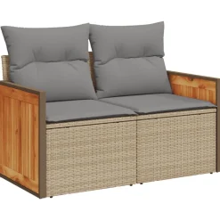 vidaXL Muebles De Jardín-Set sofás de jardín 7 piezas y cojines ratán sintético beige