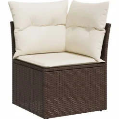 vidaXL Muebles De Jardín-Set sofás de jardín 8 piezas y cojines ratán sintético marrón