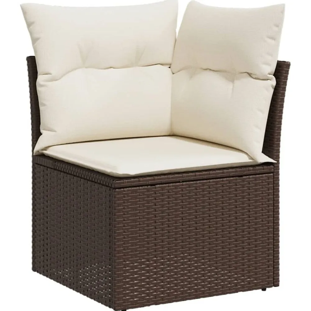 vidaXL Muebles De Jardín-Set sofás de jardín 8 piezas y cojines ratán sintético marrón