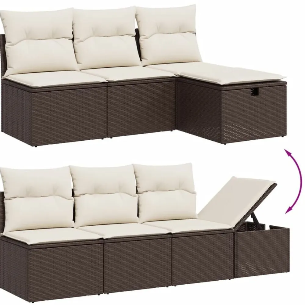 vidaXL Muebles De Jardín-Set sofás de jardín 8 piezas y cojines ratán sintético marrón