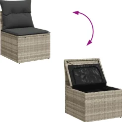 vidaXL Muebles De Jardín-Set sofás jardín 10 pzas con cojines ratán sintético gris claro