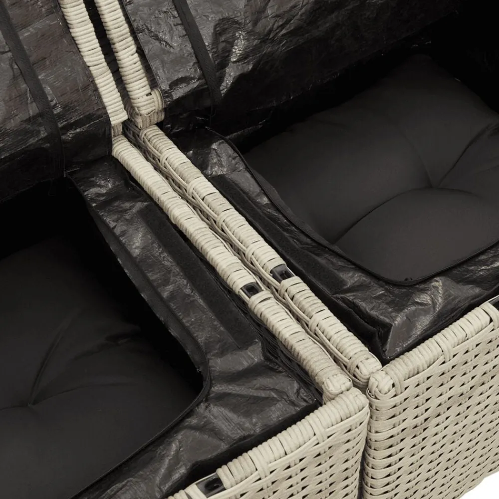 vidaXL Muebles De Jardín-Set sofás jardín 10 pzas con cojines ratán sintético gris claro