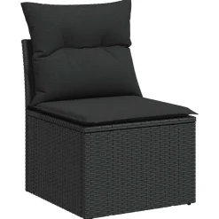 vidaXL Set sofás jardín y cojines 6 pzas ratán sintético acacia Negro Sale