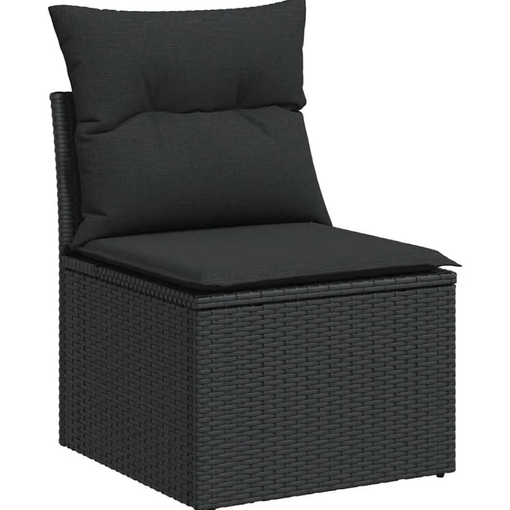 vidaXL Set sofás jardín y cojines 6 pzas ratán sintético acacia Negro Sale