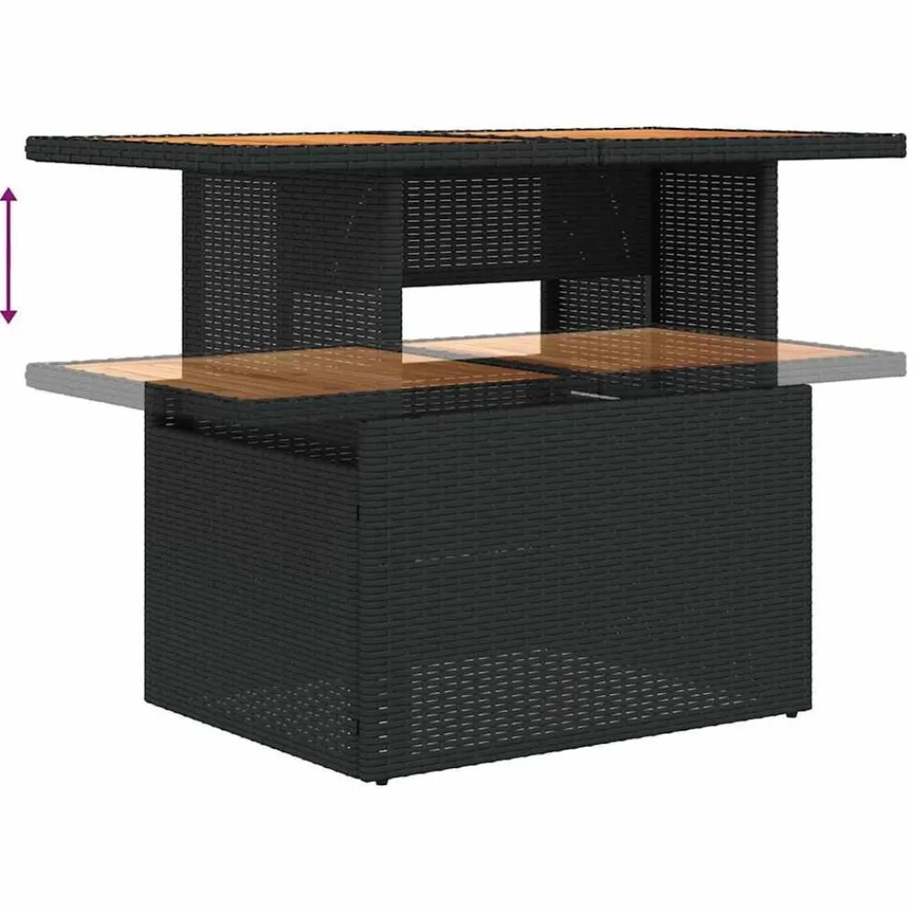 vidaXL Set sofás jardín y cojines 6 pzas ratán sintético acacia Negro Sale
