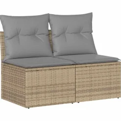 vidaXL Set sofás jardín y cojines 2 pzas ratán sintético acacia beige beige y gris Clearance
