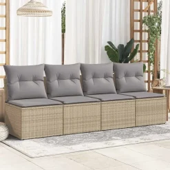 vidaXL Set sofás jardín y cojines 2 pzas ratán sintético acacia beige beige y gris Clearance
