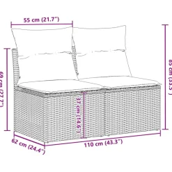 vidaXL Set sofás jardín y cojines 2 pzas ratán sintético acacia beige beige y gris Clearance