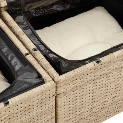 vidaXL Muebles De Jardín-Set sofás jardín y cojines 5 pzas ratán sintético acacia beige